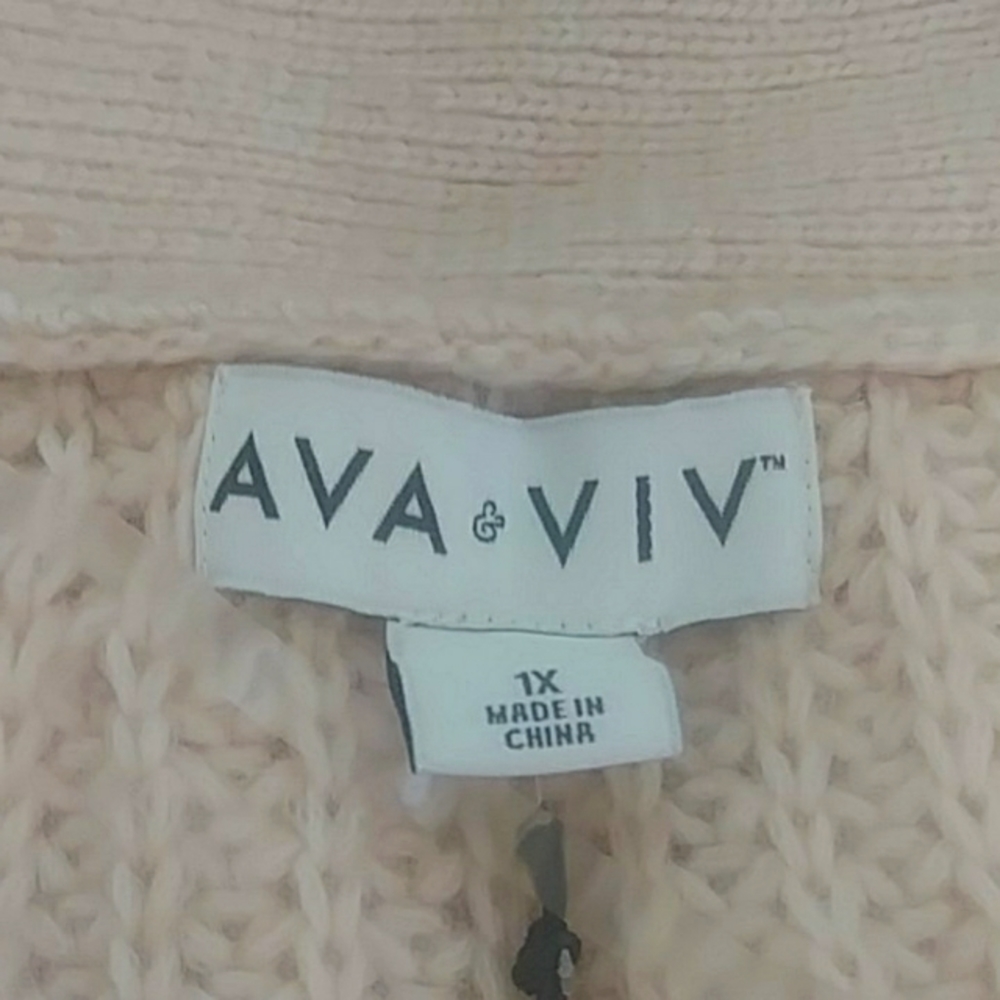 Ava & Viv Open Neck Textured Cardigan Blush Pink - Picture 5 of 5